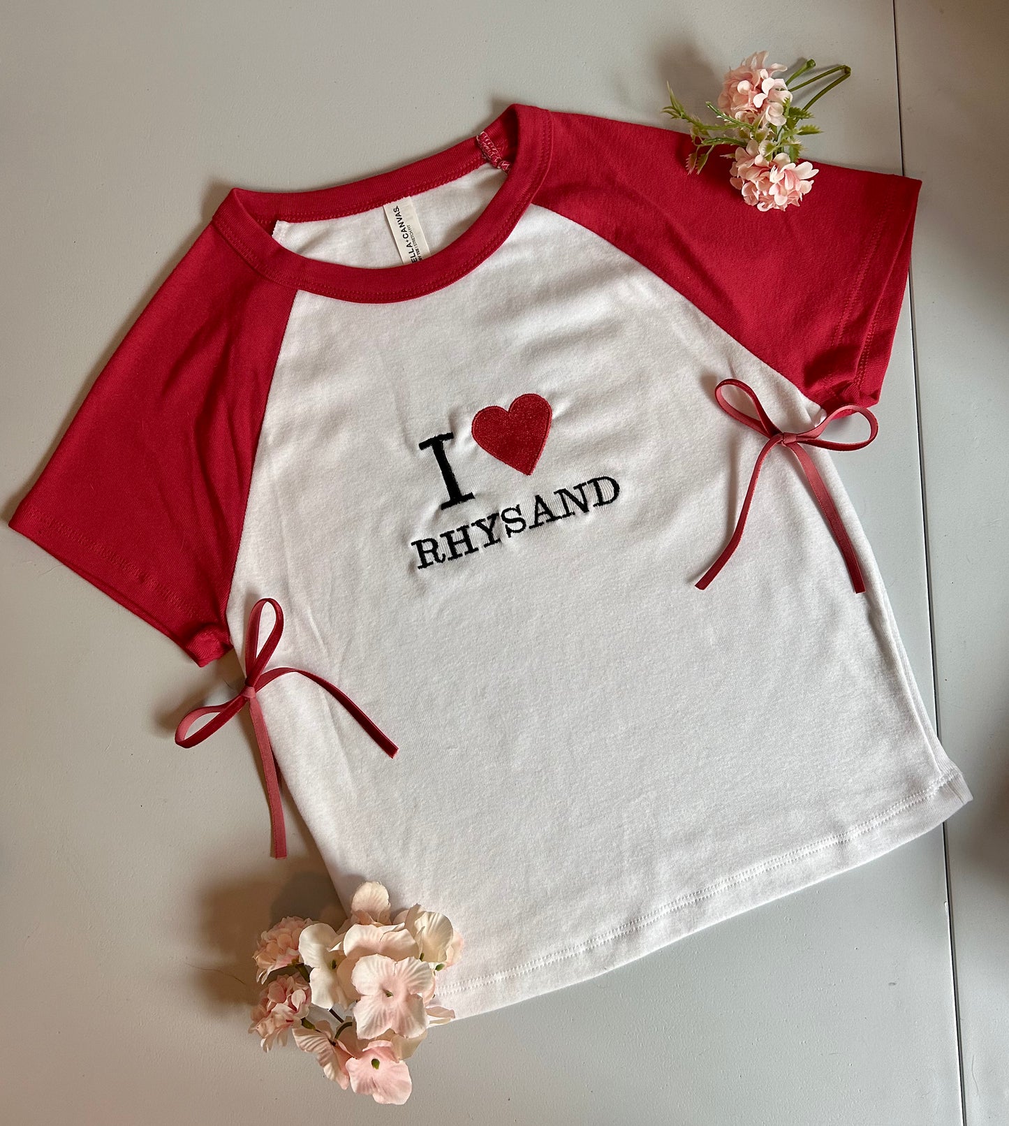 I ❤️ character - Customize to any character! Red and white baby tee