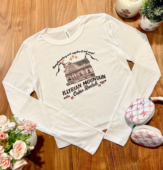 Illyrian cabin rental white long sleeve baby tee