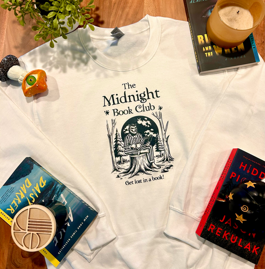 Midnight readers book club white sweatshirt