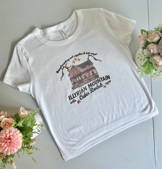 Illyrian cabin rental white short sleeve baby tee