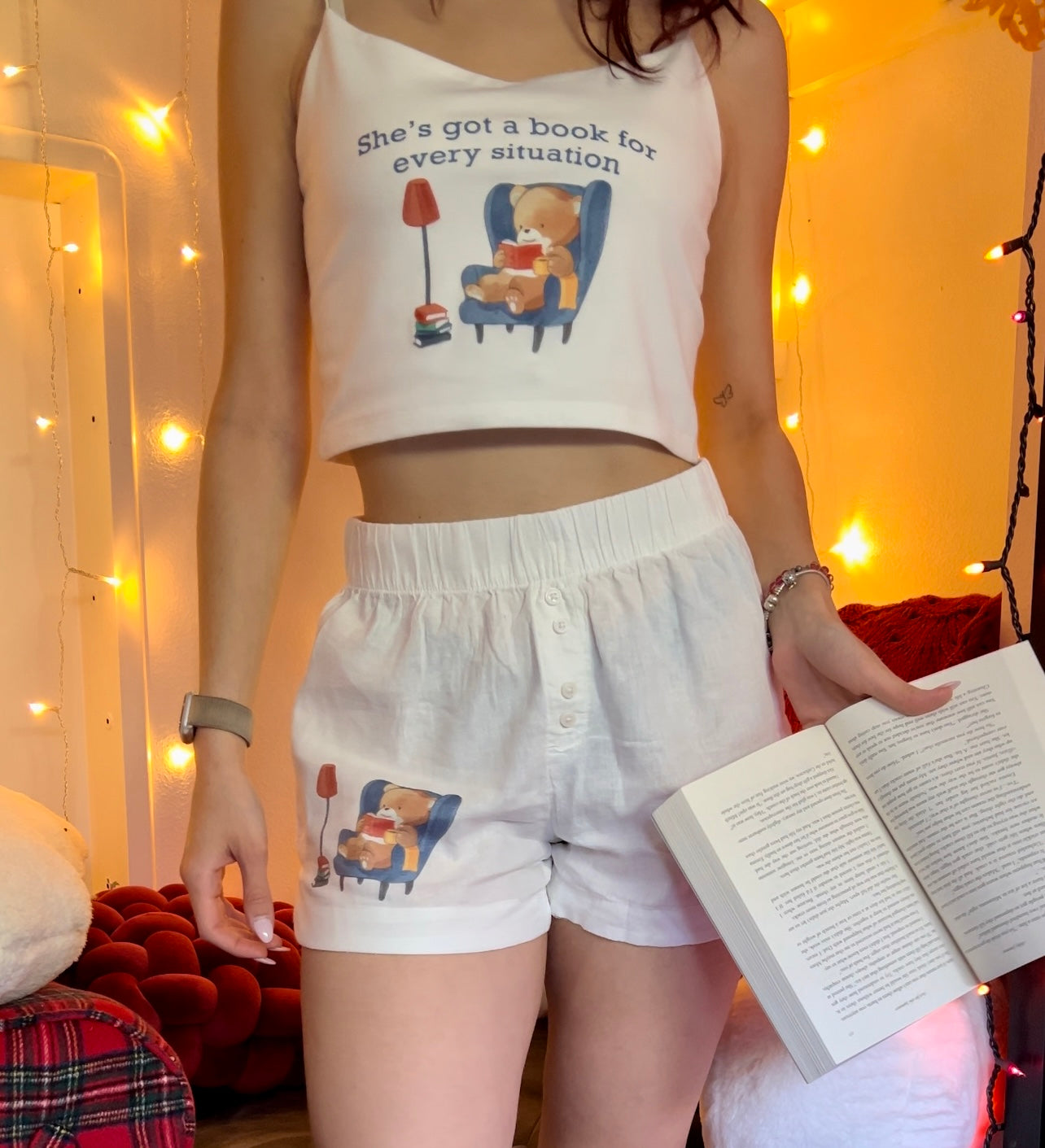 Beary Styles bookish PJ's - linen shorts