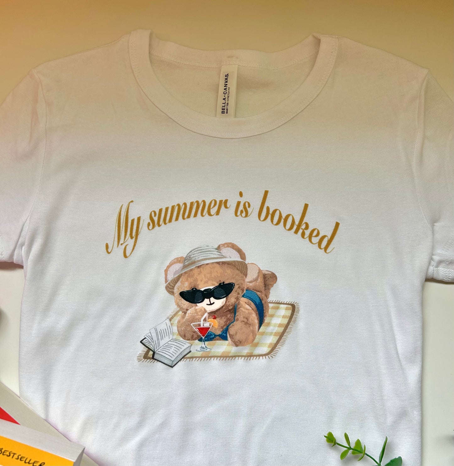 My summer is booked! - short sleeve white baby tee